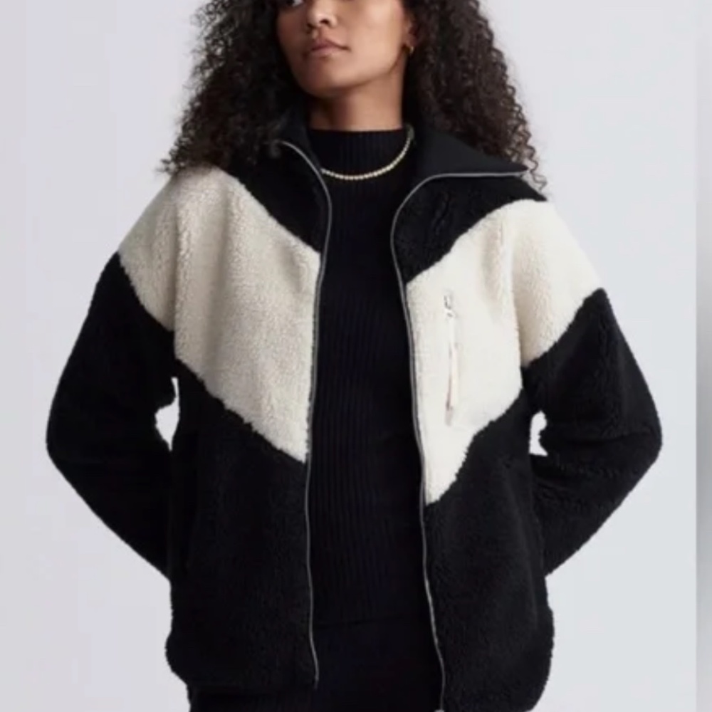 Varley Black Ribbed Collar Jacket